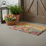 24" X 36" Brown Green And Pink Floral Welcome Outdoor Coir Door Mat - Homeroots - Flyclothing LLC
