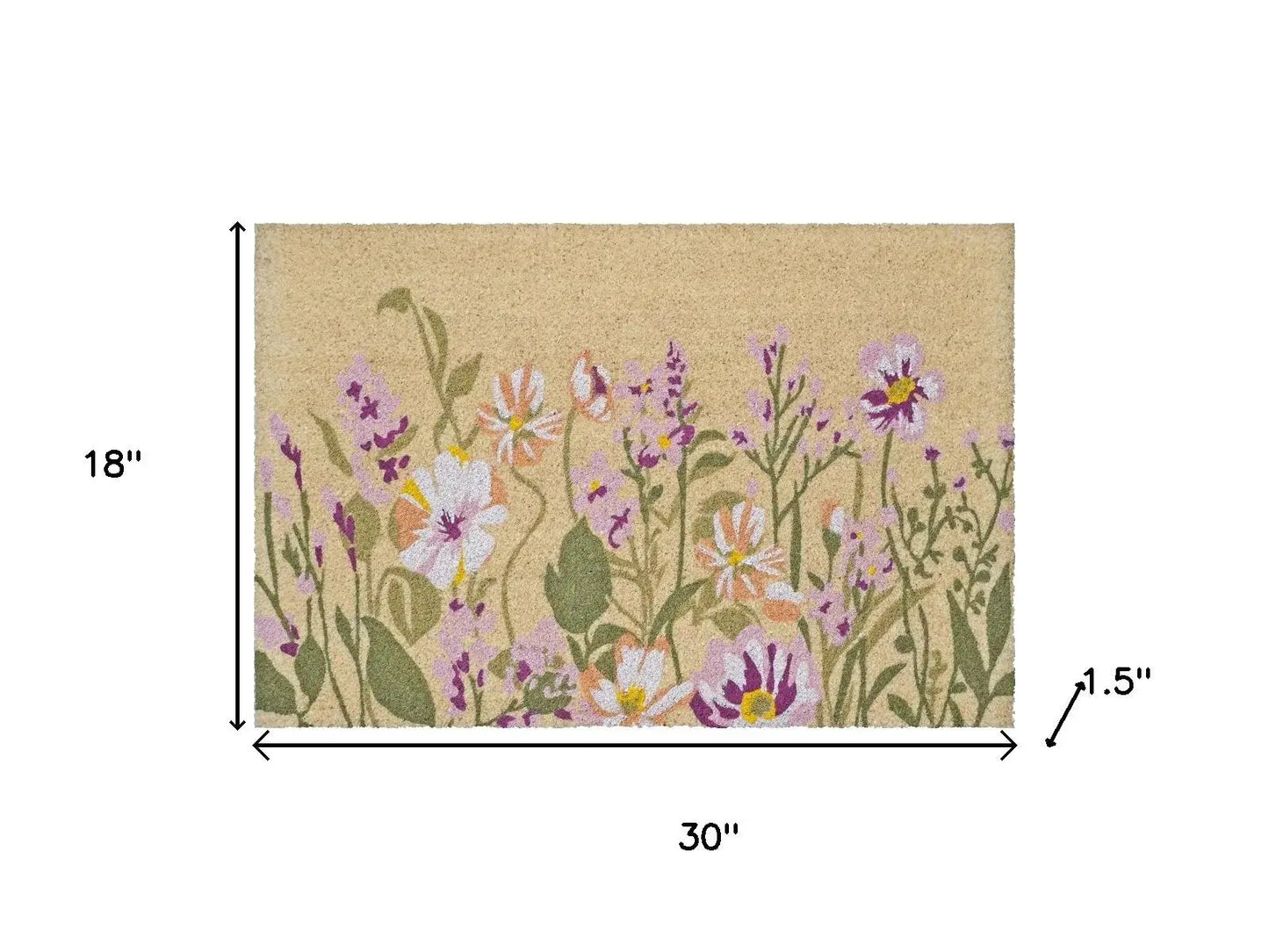 18" X 30" Brown Green And Purple Floral Outdoor Coir Door Mat - Homeroots - Flyclothing LLC