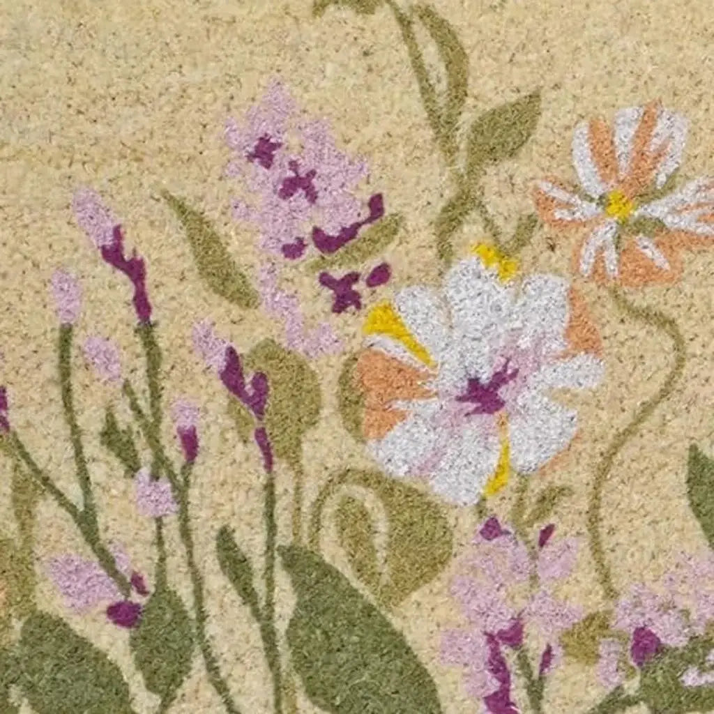 18" X 40" Brown Green And Purple Floral Outdoor Coir Door Mat - Homeroots - Flyclothing LLC