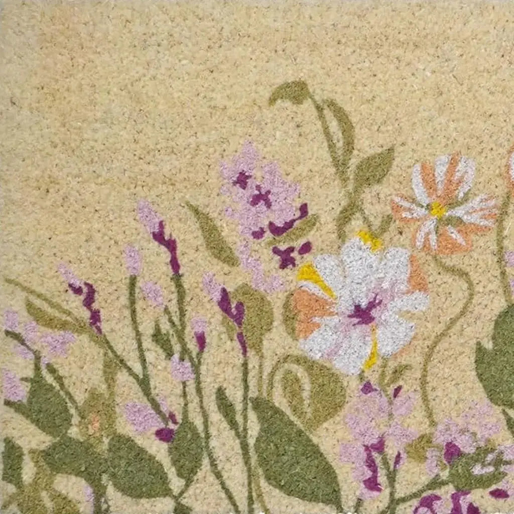 18" X 40" Brown Green And Purple Floral Outdoor Coir Door Mat - Homeroots - Flyclothing LLC