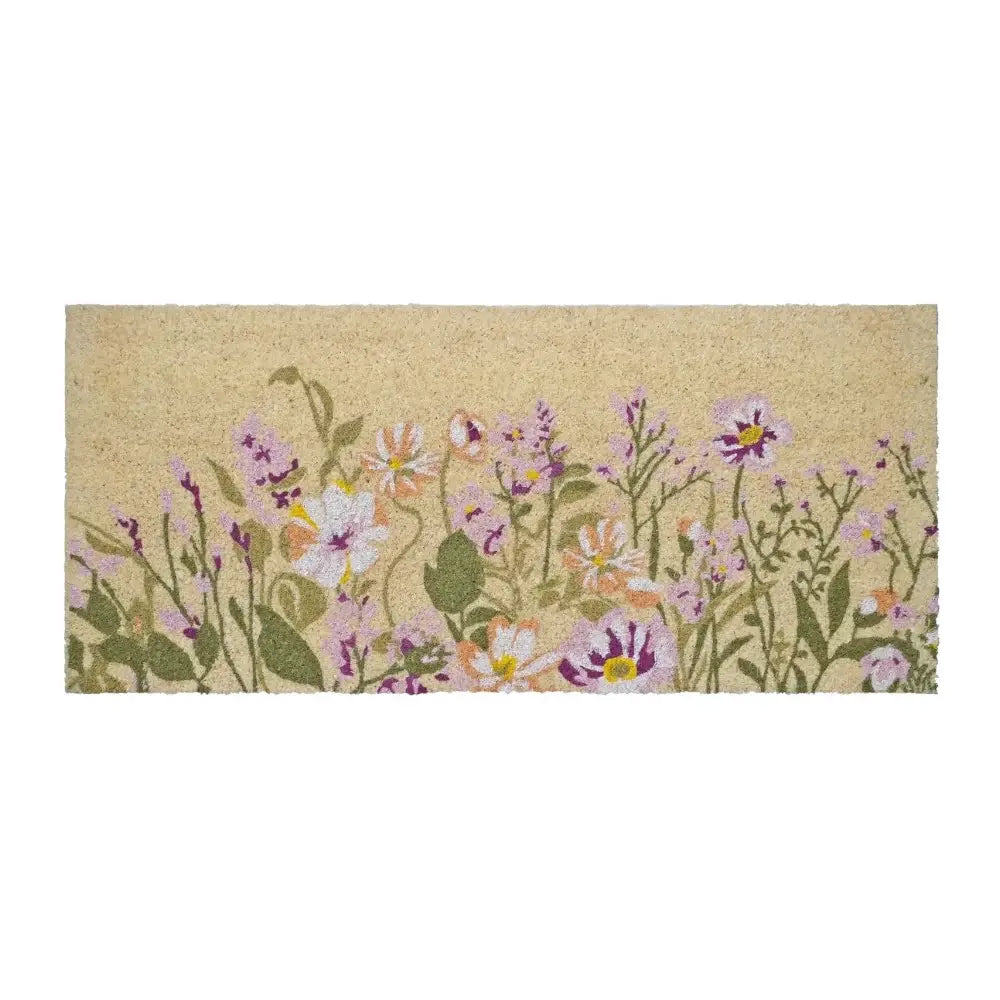 18" X 40" Brown Green And Purple Floral Outdoor Coir Door Mat - Homeroots - Flyclothing LLC