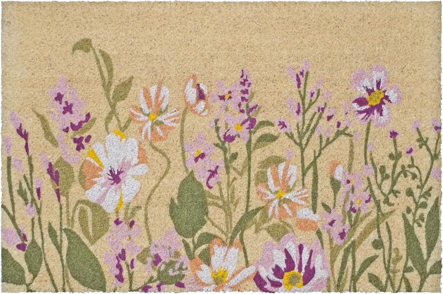 24" X 36" Brown Green And Purple Floral Outdoor Coir Door Mat - Homeroots - Flyclothing LLC