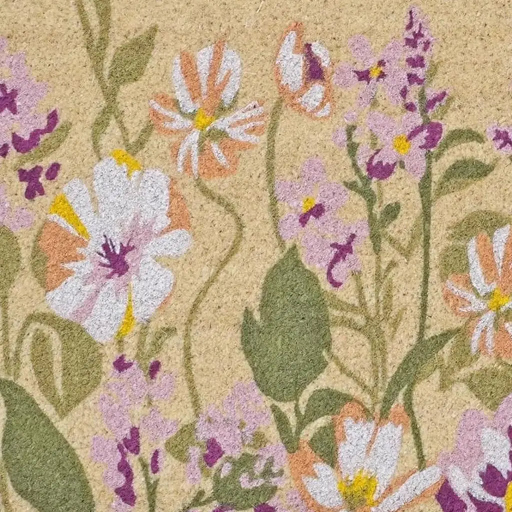 24" X 36" Brown Green And Purple Floral Outdoor Coir Door Mat - Homeroots - Flyclothing LLC