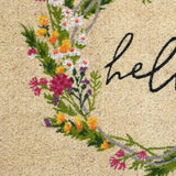 18" X 30" Brown Green And Black Floral Hello Outdoor Coir Door Mat - Homeroots - Flyclothing LLC