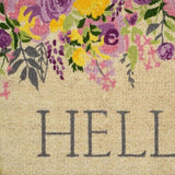 30" X 48" Brown Gray And Purple Floral Hello Outdoor Coir Door Mat - Homeroots - Flyclothing LLC