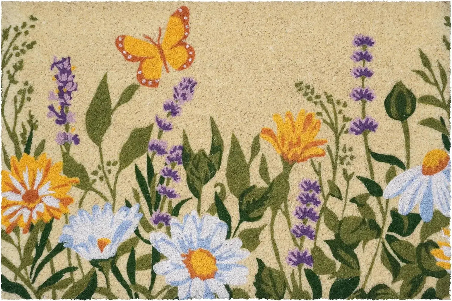 18" X 30" Brown Green And Orange Floral Outdoor Coir Door Mat - Homeroots - Flyclothing LLC