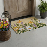 18" X 30" Brown Green And Orange Floral Outdoor Coir Door Mat - Homeroots - Flyclothing LLC
