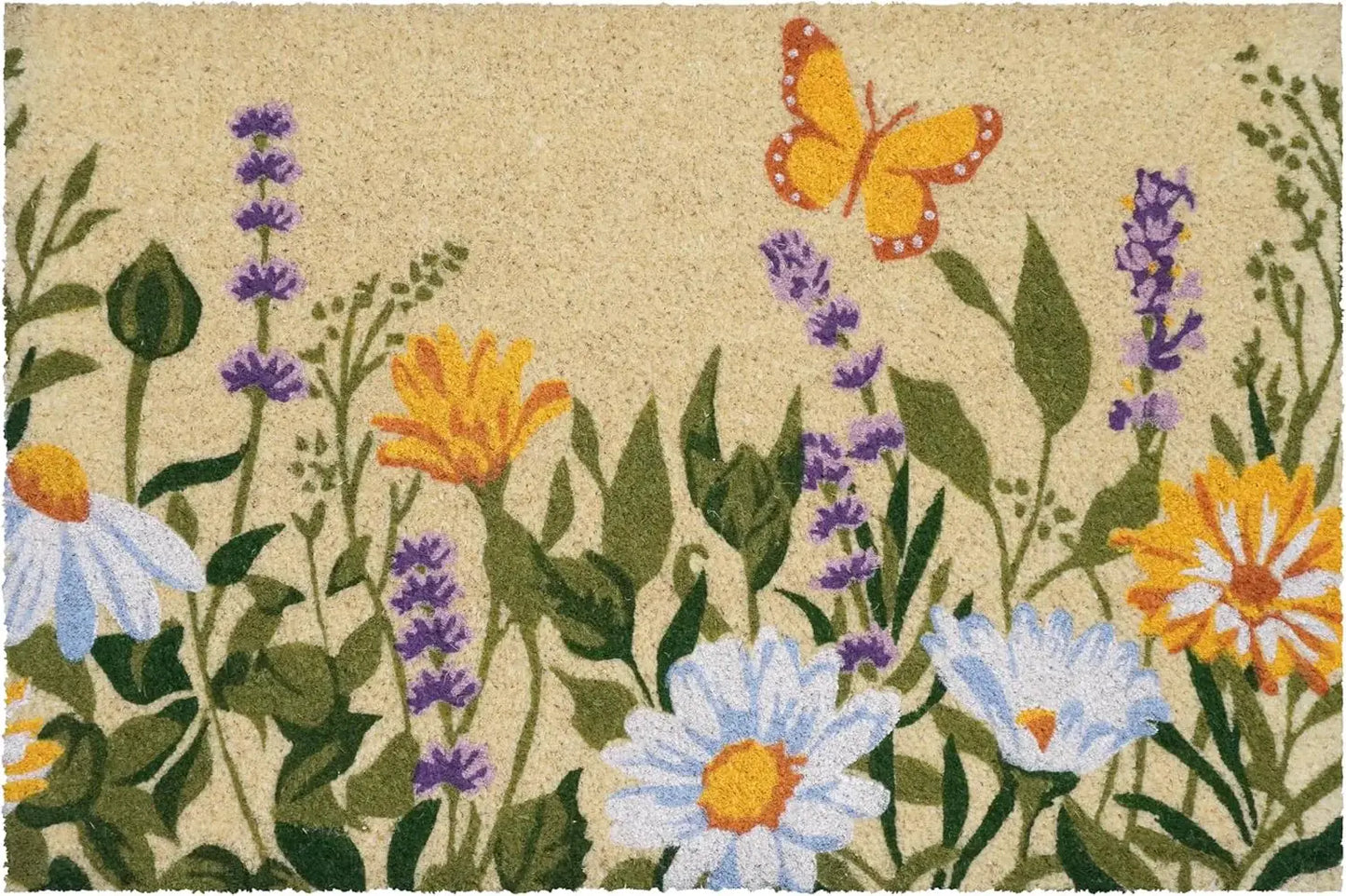 24" X 36" Brown Green And Orange Floral Outdoor Coir Door Mat - Homeroots - Flyclothing LLC