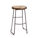 30" Brown and Black Wood and Steel Bar Height Bar Chair - Homeroots - Flyclothing LLC