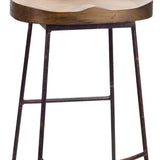 30" Brown and Black Wood and Steel Bar Height Bar Chair - Homeroots - Flyclothing LLC