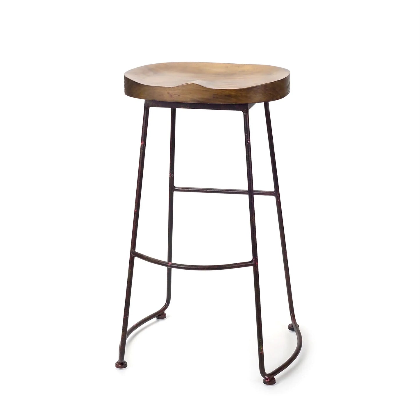 30" Brown and Black Wood and Steel Bar Height Bar Chair - Homeroots - Flyclothing LLC