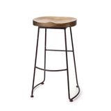 30" Brown and Black Wood and Steel Bar Height Bar Chair - Homeroots - Flyclothing LLC