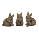 Set of Three Brown Resin Bunny Outdoor Statues - Homeroots - Flyclothing LLC