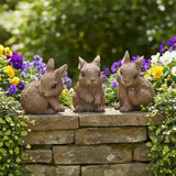 Set of Three Brown Resin Bunny Outdoor Statues - Homeroots - Flyclothing LLC