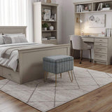 16" Gray and Gold Faux Fur Storage Ottoman - HomeRoots - Flyclothing LLC