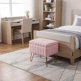 16" Pink and Gold Faux Fur Storage Ottoman - HomeRoots - Flyclothing LLC