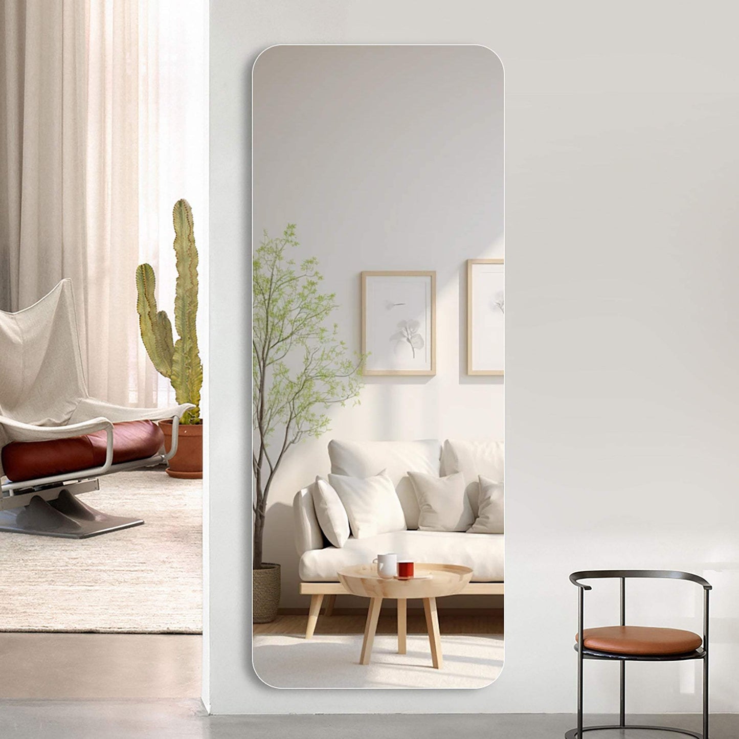 59" Silver Frameless Full Length Hanging Mirror - HomeRoots - Flyclothing LLC