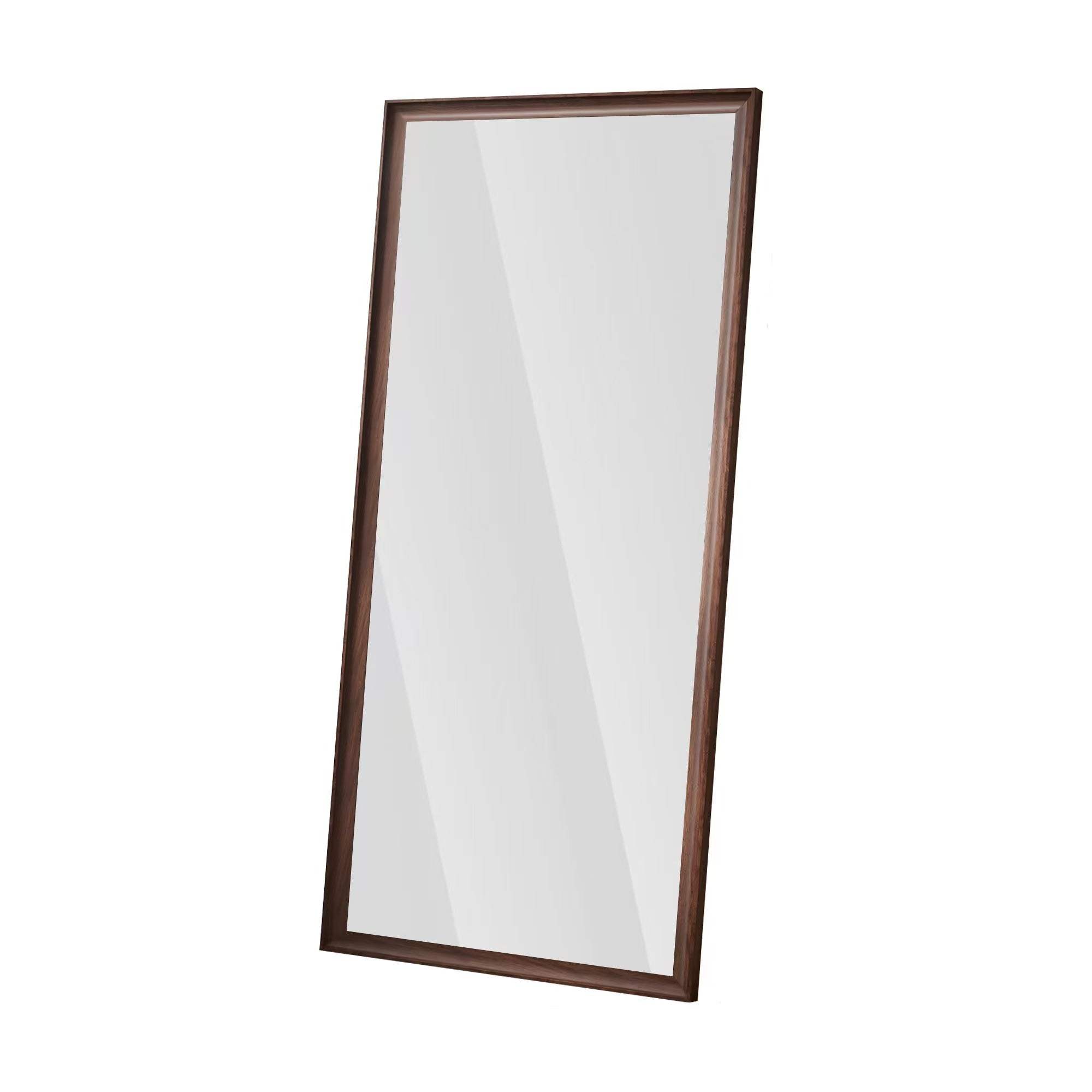 71" Brown Wood Wall Mounted And Leaning Framed Full Length Mirror - HomeRoots - Flyclothing LLC