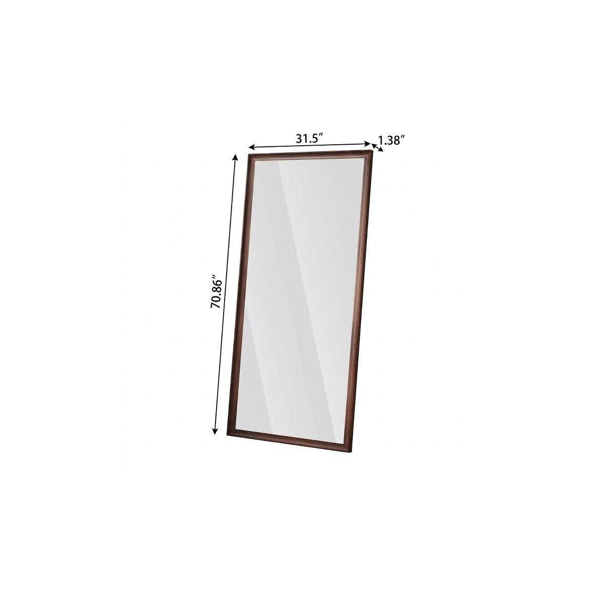 71" Brown Wood Wall Mounted And Leaning Framed Full Length Mirror - HomeRoots - Flyclothing LLC