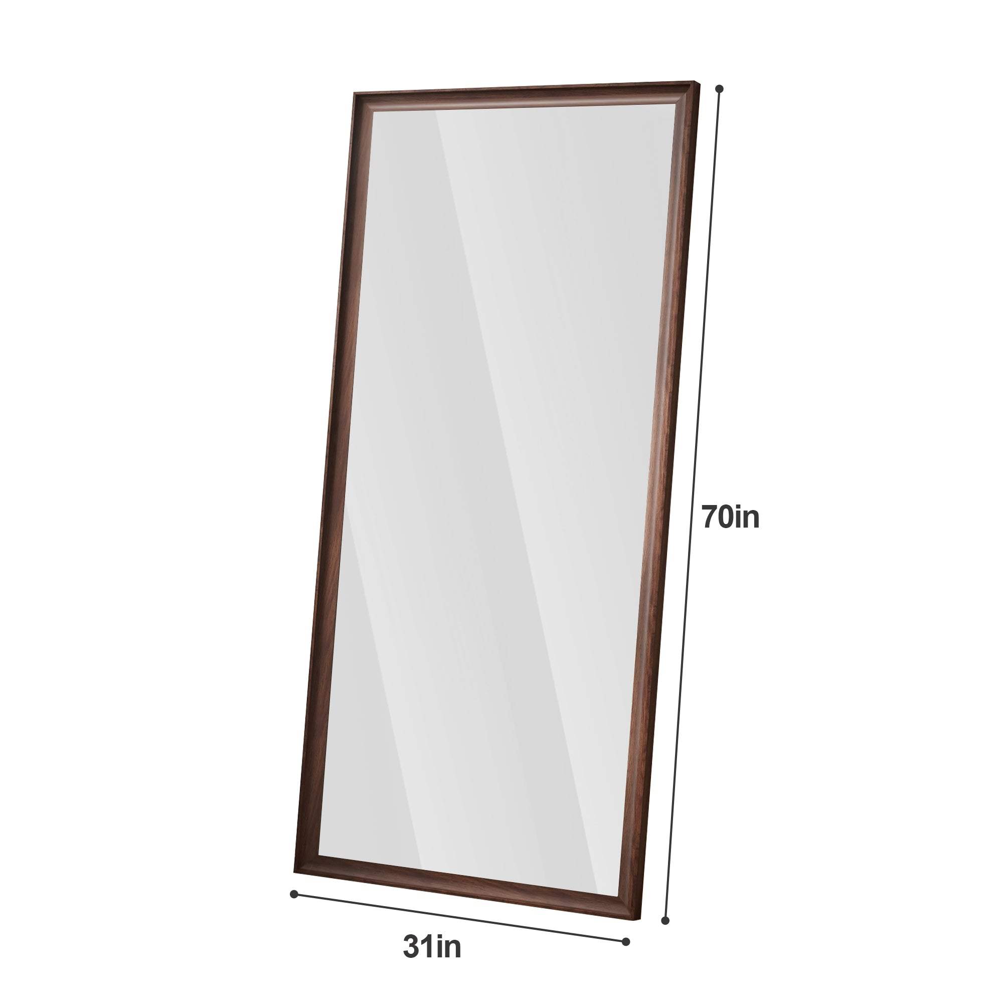 71" Brown Wood Wall Mounted And Leaning Framed Full Length Mirror - HomeRoots - Flyclothing LLC