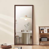 71" Brown Wood Wall Mounted And Leaning Framed Full Length Mirror - HomeRoots - Flyclothing LLC
