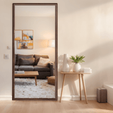 71" Brown Wood Wall Mounted And Leaning Framed Full Length Mirror - HomeRoots - Flyclothing LLC