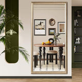 71" Golden Brown Wood Wall Mounted And Leaning Framed Full Length Mirror - HomeRoots - Flyclothing LLC