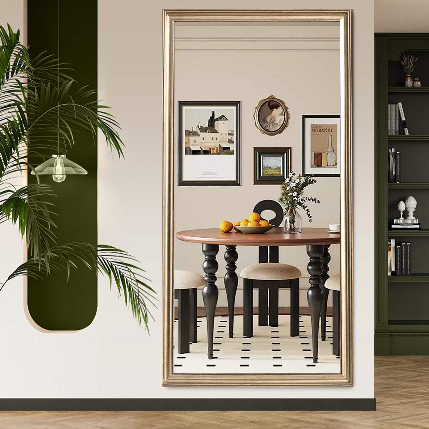 71" Golden Brown Wood Wall Mounted And Leaning Framed Full Length Mirror - HomeRoots - Flyclothing LLC