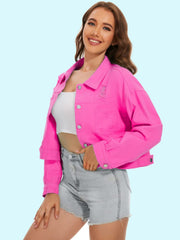 Distressed Distressed Button Up Denim Jacket - Trendsi