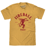Fireball Whisky Red Hot Dragon Logo T-Shirt - Mustard Yellow