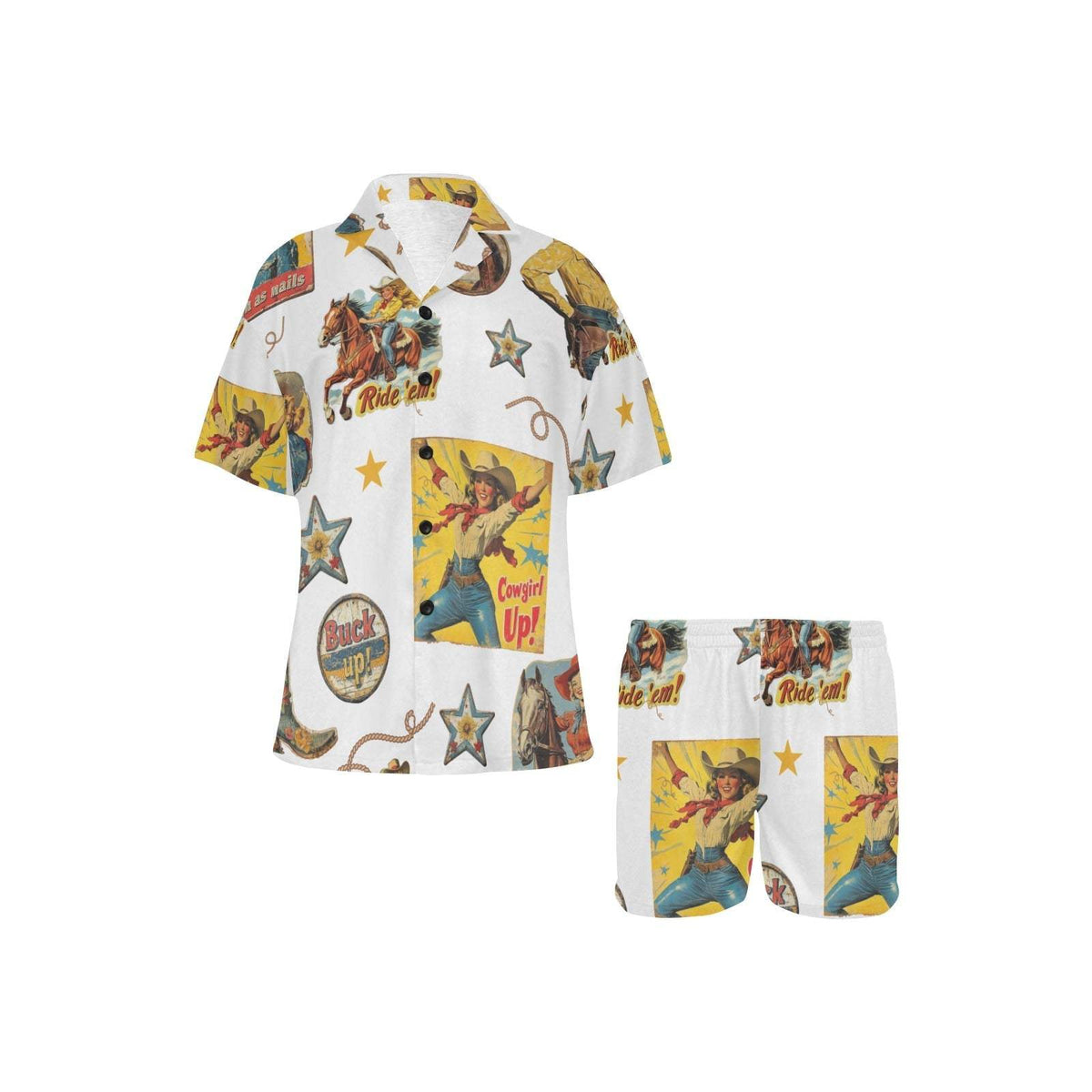 Baha Ranch Vintage Cowgirl Collage Pajama Set - Baha Ranch Western Wear - Flyclothing LLC