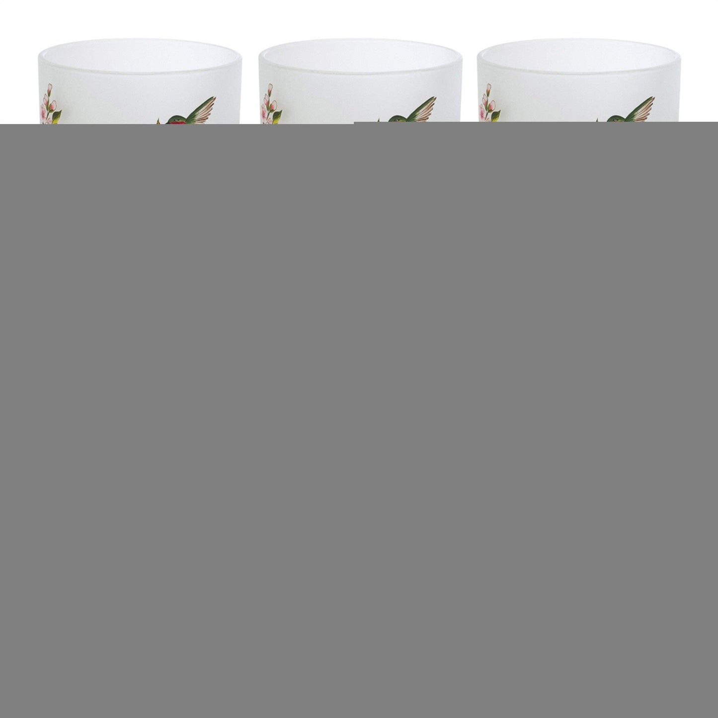 Set of Six White Green And Pink Hummingbird Floral Glass Votive Candle Holders - HomeRoots - Flyclothing LLC