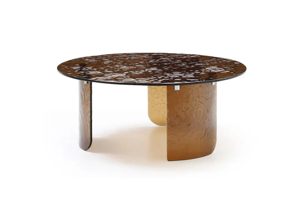 35" Bronze Glass Round Coffee Table - Homeroots - Flyclothing LLC