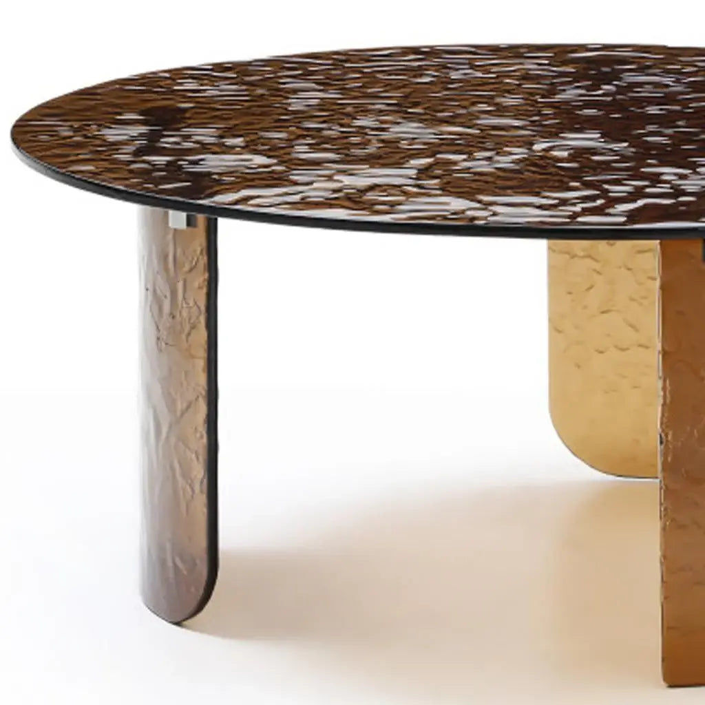 35" Bronze Glass Round Coffee Table - Homeroots - Flyclothing LLC