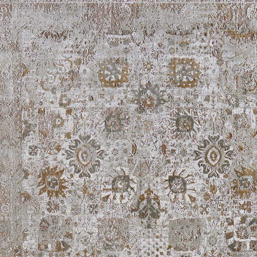 12' X 18' Ivory Gray And Gold Floral Area Rug With Fringe - Homeroots - Flyclothing LLC