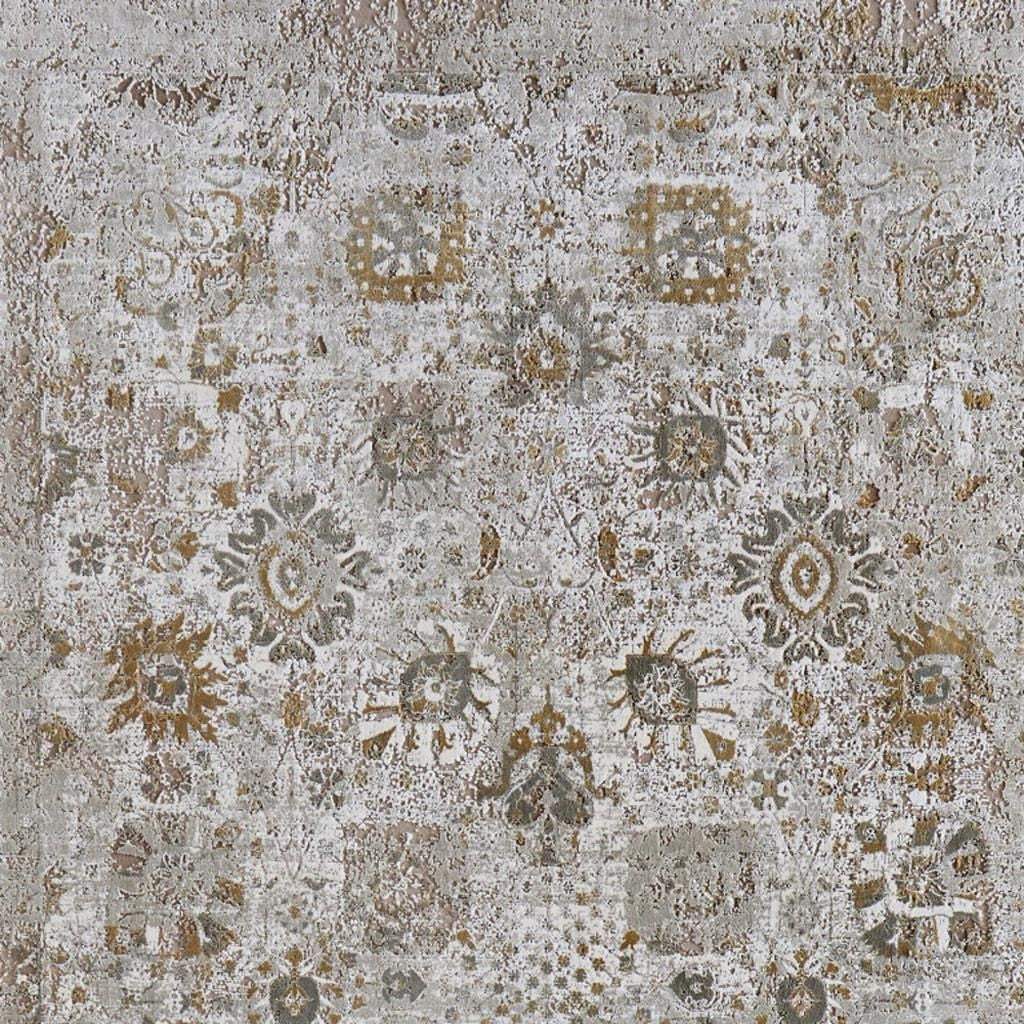 13' X 20' Ivory Gray And Gold Floral Area Rug With Fringe - Homeroots - Flyclothing LLC