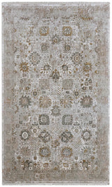 2' X 3' Ivory Gray And Gold Floral Area Rug With Fringe - Homeroots - Flyclothing LLC