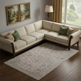6' X 9' Ivory Gray And Gold Oriental Area Rug With Fringe - Homeroots - Flyclothing LLC