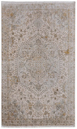 6' X 9' Ivory Gray And Gold Oriental Area Rug With Fringe - Homeroots - Flyclothing LLC