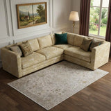 8' X 11' Ivory Gray And Gold Oriental Area Rug With Fringe - Homeroots - Flyclothing LLC
