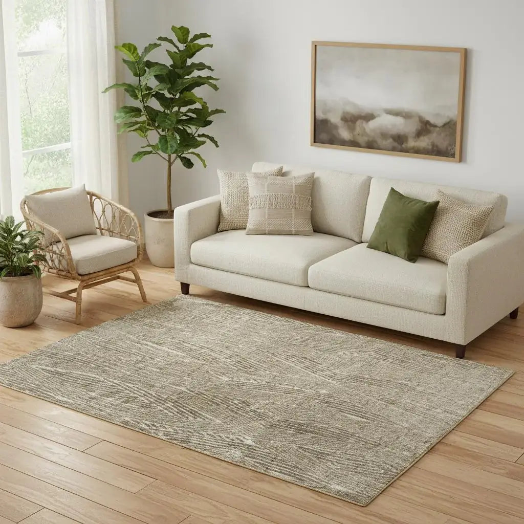 5' X 8' Green And Tan Abstract Area Rug - Homeroots - Flyclothing LLC