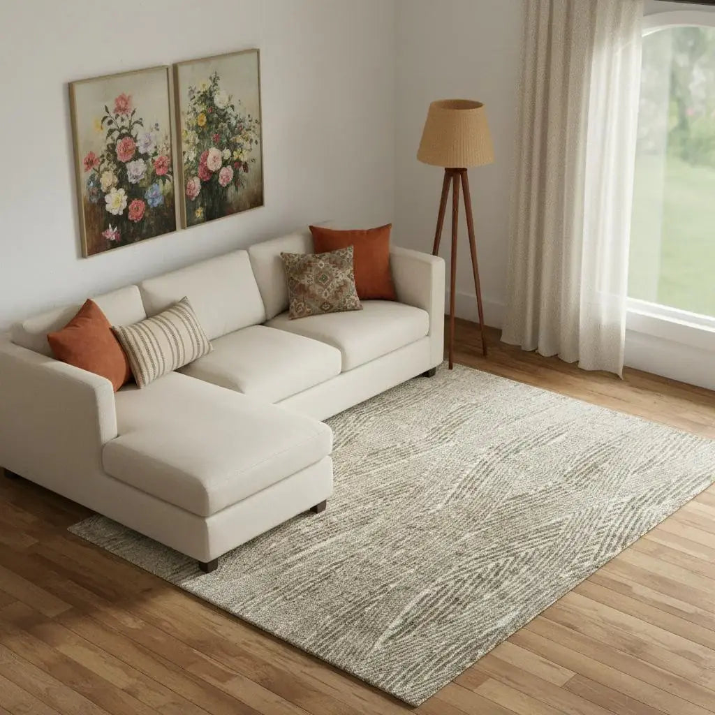 8' X 10' Green And Tan Abstract Area Rug - Homeroots - Flyclothing LLC