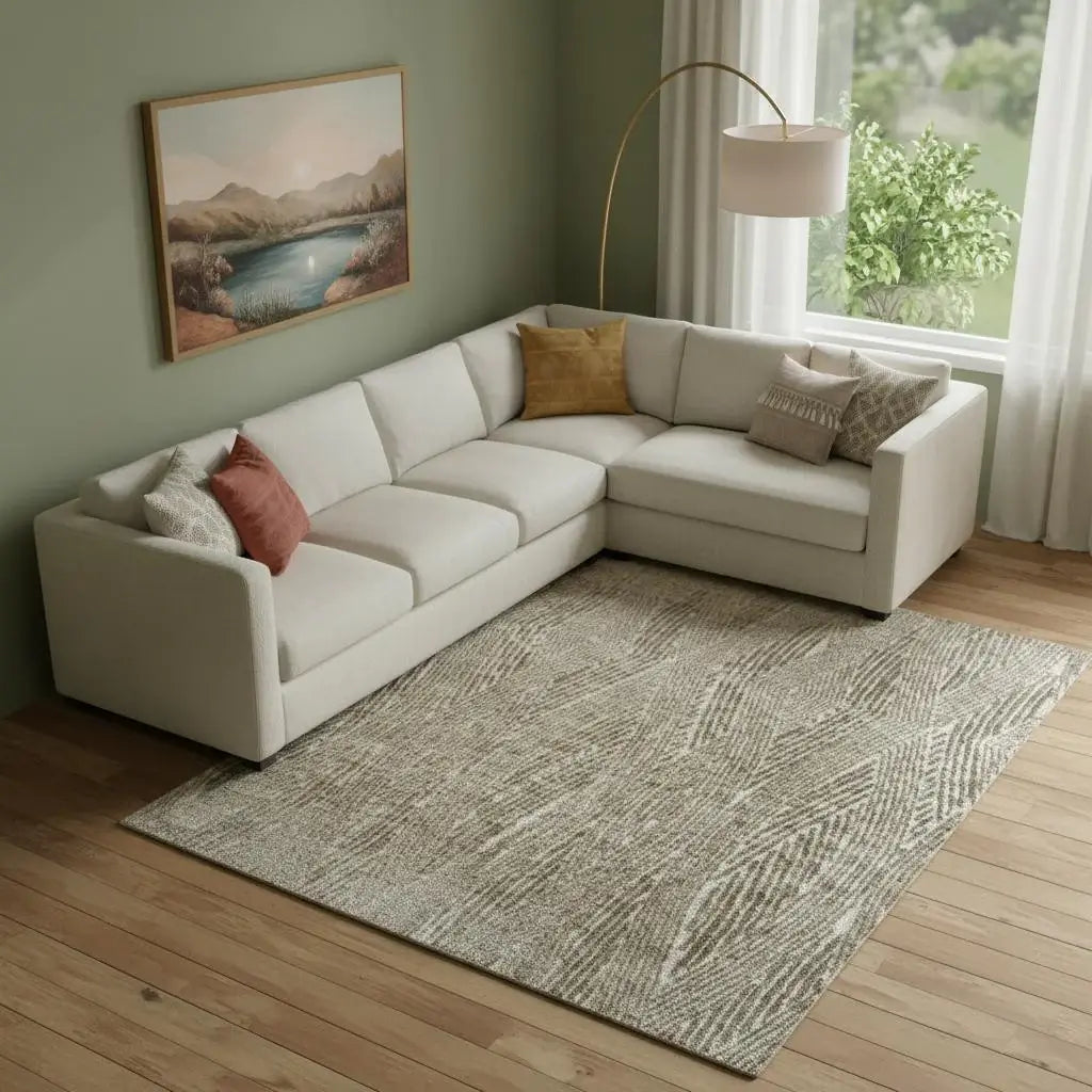 9' X 13' Green And Tan Abstract Area Rug - Homeroots - Flyclothing LLC
