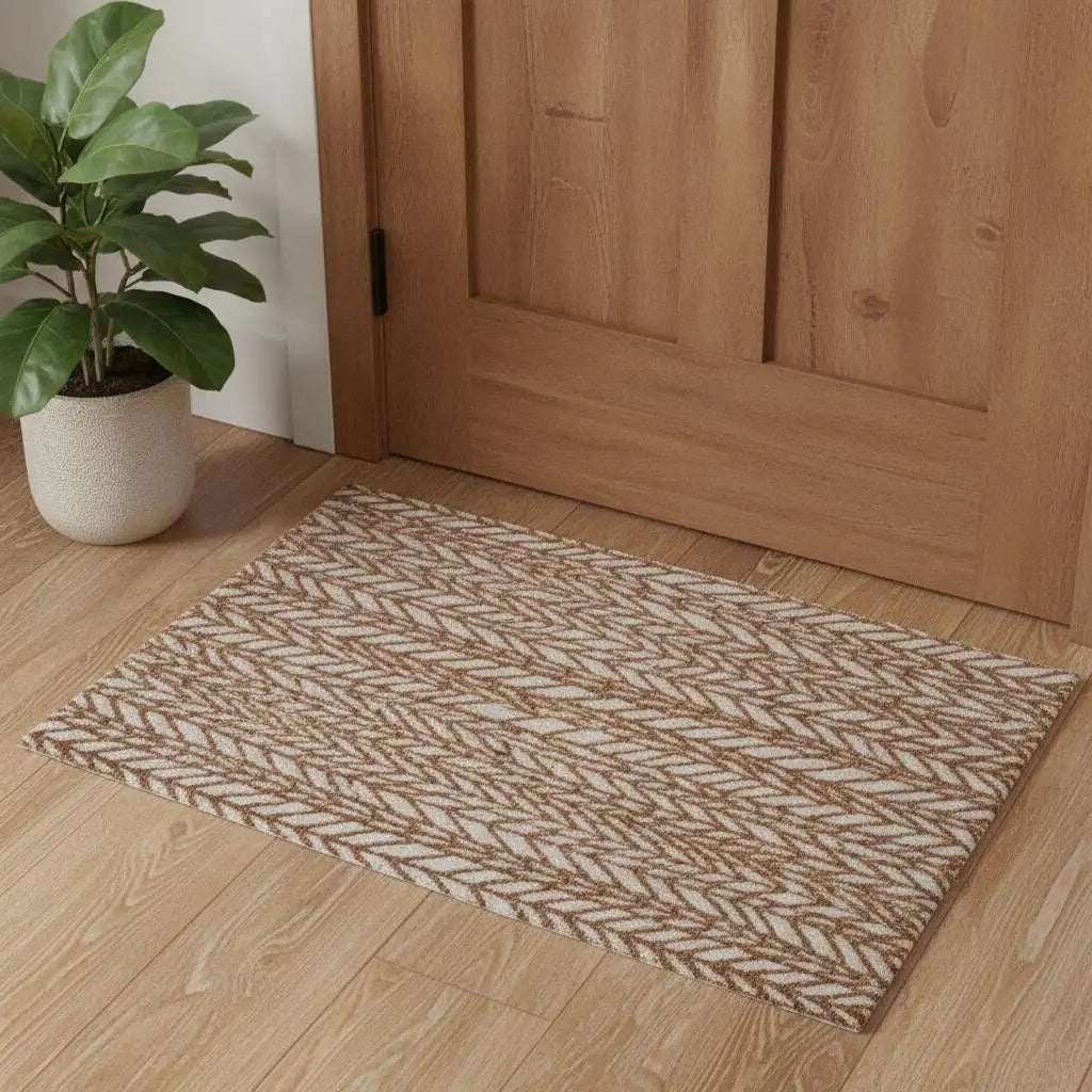 3' X 5' Brown And Tan Chevron Area Rug - Homeroots - Flyclothing LLC