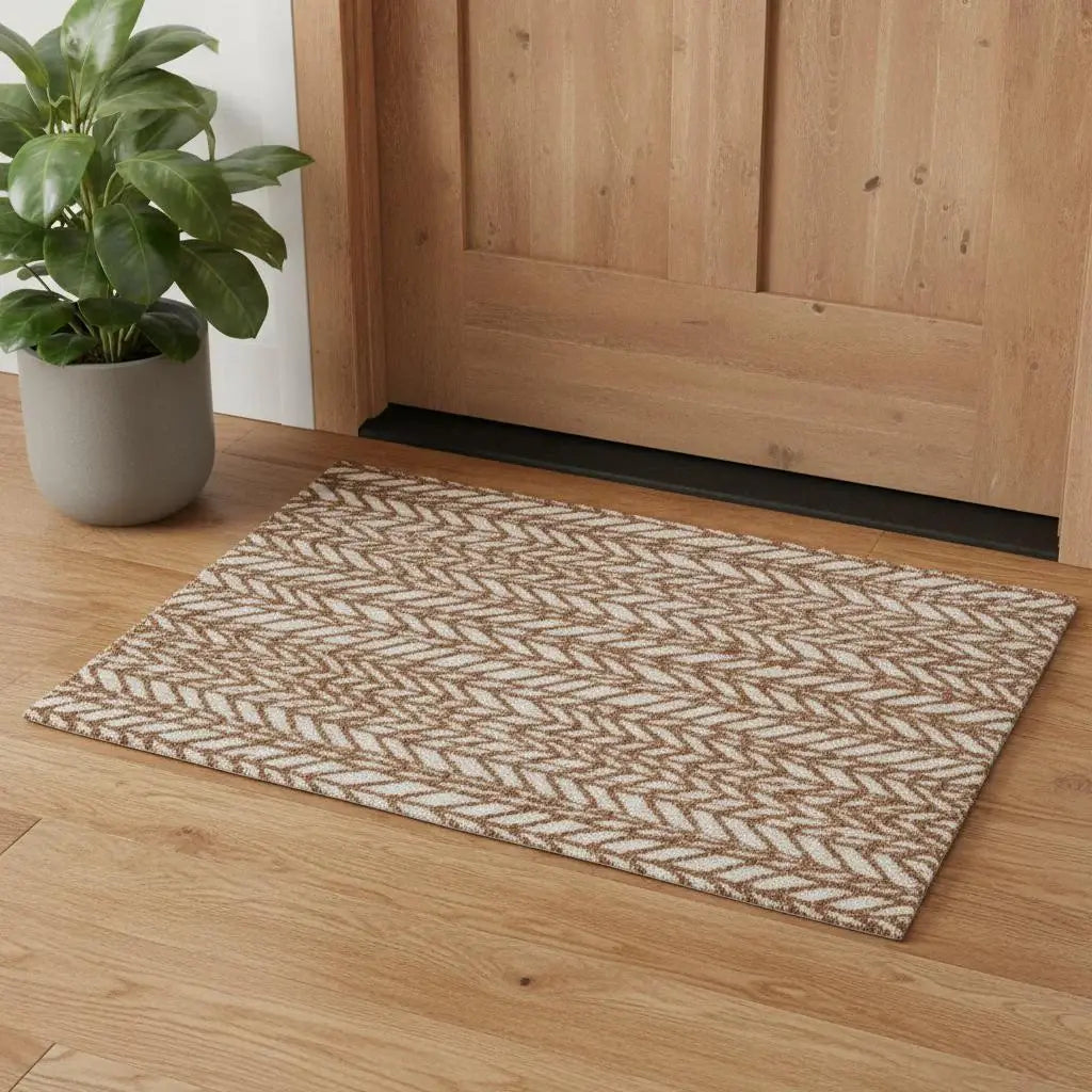 2' X 3' Brown And Tan Chevron Area Rug - Homeroots - Flyclothing LLC