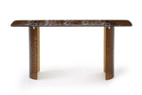 63" Bronze Glass Double Pedestal Console Table - HomeRoots - Flyclothing LLC