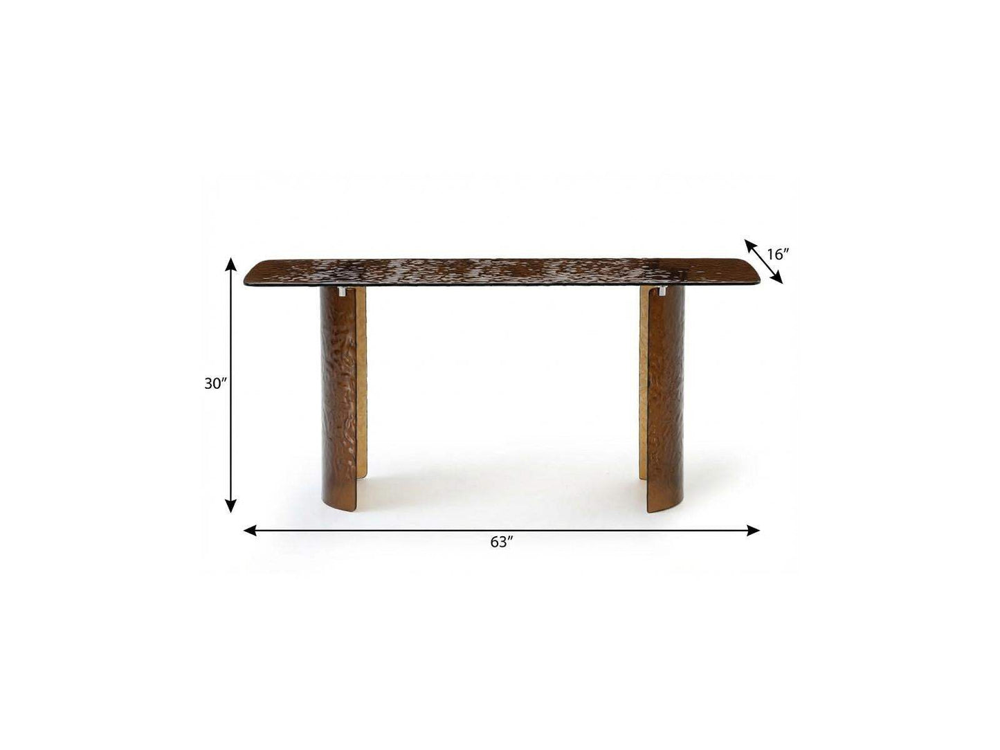 63" Bronze Glass Double Pedestal Console Table - HomeRoots - Flyclothing LLC