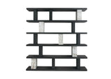 71" Black And White Wood And Faux Marble Five Tier Geometric Bookcase - Homeroots - Flyclothing LLC
