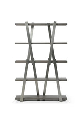 71" Gray And Silver Stainless Steel and Wood Four Tier Geometric Bookcase - Homeroots - Flyclothing LLC