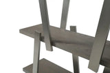 71" Gray And Silver Stainless Steel and Wood Four Tier Geometric Bookcase - Homeroots - Flyclothing LLC